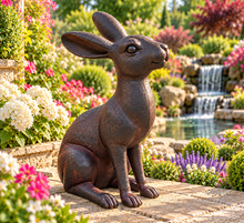 Load image into Gallery viewer, Aged gold alert hare garden ornament polyresin 36cm high. - Marissa's Garden & Gift