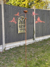 Load image into Gallery viewer, Handmade powder coated blackbird sculpture rocker and rain catcher standing at 150cm tall - Marissa's Garden & Gift