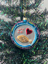 Indlæs billede til gallerivisning Glass cat bowl Christmas bauble tree hanging decoration/christmas/seasonal/ glass hanging item - Marissa's Garden & Gift