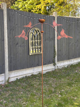 Load image into Gallery viewer, Handmade powder coated blackbird sculpture rocker and rain catcher standing at 150cm tall - Marissa's Garden & Gift