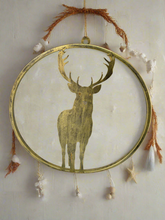 Afbeelding in Gallery-weergave laden, Handmade reindeer gold wall art for indoors/outdoors 30 x 1 x 32cm - Marissa's Garden & Gift