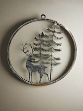 Indlæs billede til gallerivisning Handmade reindeer and tree silver wall art for indoors/outdoors 30 x 1 x 32cm - Marissa's Garden & Gift