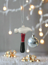 Load image into Gallery viewer, Glass Christmas tool hammer Christmas bauble tree hanging decoration/christmas/seasonal/ glass hanging item - Marissa's Garden & Gift