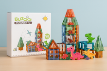 Laden Sie das Bild in den Galerie-Viewer, 98-Piece Magnetic Blocks with Dinosaurs – Educational STEM Building Toy Set - Marissa's Garden & Gift