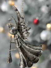 Load image into Gallery viewer, Handmade powder coated Christmas hanging angel with flute measuring 6 x 5 x13cm - Marissa's Garden & Gift