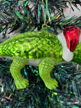 Load image into Gallery viewer, Glass Christmas crocodile with bauble in mouth Christmas bauble tree hanging decoration/christmas/seasonal/ glass hanging item - Marissa's Garden & Gift