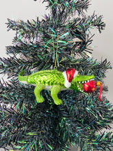 Load image into Gallery viewer, Glass Christmas crocodile with bauble in mouth Christmas bauble tree hanging decoration/christmas/seasonal/ glass hanging item - Marissa's Garden & Gift