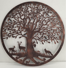 Afbeelding in Gallery-weergave laden, Handmade bronze 60cm bronze wall plaque of Woodland animals Tree Wall Plaque, powder coated steel , indoor/outdoor Wall Art - Marissa's Garden & Gift