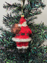 Load image into Gallery viewer, Glass Santa Claus holding a sack/Father Christmas Christmas bauble tree hanging decoration/christmas/seasonal/ glass hanging item - Marissa's Garden & Gift