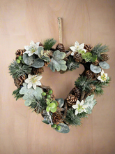 Afbeelding in Gallery-weergave laden, Handmade hanging heart wreath 30 x 29 x 10cm Christmas /seasonal hanging wreath - Marissa's Garden & Gift