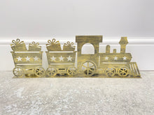 Afbeelding in Gallery-weergave laden, Handmade Christmas gold three piece train set measuring 50 x 8 x 16cmwith t-light holders - Marissa's Garden & Gift