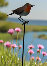 Load image into Gallery viewer, Handmade powder coated Robin on a pole sculpture 130cm tall - Marissa's Garden & Gift