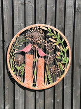 Laden Sie das Bild in den Galerie-Viewer, Handmade rusty 60cm wall plaque of blackbird birds Tree Wall Plaque, Rusted coloured Metal, Garden/indoor Wall Art with peeling effect - Marissa's Garden & Gift