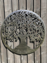 Indlæs billede til gallerivisning Handmade silver tree of life wall art with heart in the middle with two lovebirds indoors/outdoors 60cm - Marissa's Garden & Gift