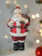 Load image into Gallery viewer, Glass Santa Claus holding a sack/Father Christmas Christmas bauble tree hanging decoration/christmas/seasonal/ glass hanging item - Marissa's Garden & Gift