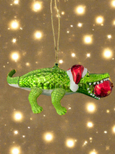 Load image into Gallery viewer, Glass Christmas crocodile with bauble in mouth Christmas bauble tree hanging decoration/christmas/seasonal/ glass hanging item - Marissa's Garden & Gift
