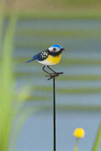 Load image into Gallery viewer, Handmade powder coated Blue tit on a pole sculpture 130cm tall - Marissa's Garden & Gift