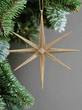 Load image into Gallery viewer, Gold glitter hanging star Christmas bauble tree hanging decoration/christmas/seasonal/ resin hanging item - Marissa's Garden & Gift