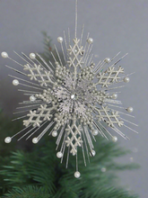 Charger l'image dans la galerie, Handmade silver hanging snowflake Christmas bauble tree hanging decoration/christmas/seasonal/ resin hanging item measuring 19 x 2 x 23cm - Marissa's Garden & Gift