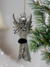 Load image into Gallery viewer, Handmade powder coated Christmas hanging angel with flute measuring 6 x 5 x13cm - Marissa's Garden & Gift