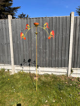 Load image into Gallery viewer, Handmade powder coated robin sculpture rocker and rain catcher standing at 150cm tall - Marissa's Garden & Gift