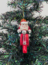 Afbeelding in Gallery-weergave laden, Glass Santa Claus on a motorbike /Father Christmas Christmas bauble tree hanging decoration/christmas/seasonal/ glass hanging item - Marissa's Garden & Gift