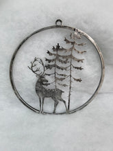 Indlæs billede til gallerivisning Handmade reindeer and tree silver wall art for indoors/outdoors 30 x 1 x 32cm - Marissa's Garden & Gift
