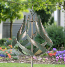 Load image into Gallery viewer, Roseland verdigris garden wind sculpture spinner - Marissa's Garden & Gift