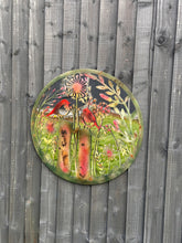 Laden Sie das Bild in den Galerie-Viewer, Handmade rusty 60cm wall plaque acrylic mirror of robin birds Tree Wall Plaque, Rusted coloured Metal, Garden/indoor Wall Art with peeling effect - Marissa's Garden & Gift