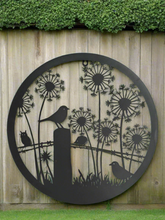Afbeelding in Gallery-weergave laden, Handmade black 40cm wall plaque of Robin birds Tree Wall Plaque, black coloured Metal, Garden/indoor Wall Art powder coated steel - Marissa's Garden & Gift