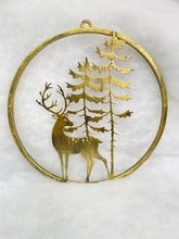 Indlæs billede til gallerivisning Handmade reindeer and tree gold wall art for indoors/outdoors 30 x 1 x 32cm - Marissa's Garden & Gift