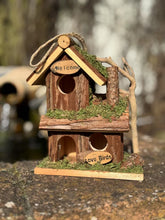 Load image into Gallery viewer, Handmade wooden birdhouse hut with three entrances measuring 16 x 10 x 21cm - Marissa's Garden & Gift