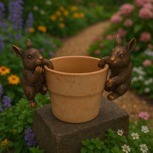 Load image into Gallery viewer, Polyresin pair of bronze coloured rabbit pot hangers - Marissa's Garden & Gift
