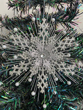 Charger l'image dans la galerie, Handmade silver hanging snowflake Christmas bauble tree hanging decoration/christmas/seasonal/ resin hanging item measuring 19 x 2 x 23cm - Marissa's Garden & Gift
