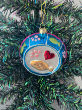 Indlæs billede til gallerivisning Glass cat bowl Christmas bauble tree hanging decoration/christmas/seasonal/ glass hanging item - Marissa's Garden & Gift