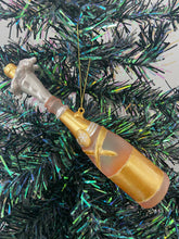 Indlæs billede til gallerivisning Glass champagne bottle bauble tree hanging decoration/christmas/seasonal/ glass hanging item - Marissa's Garden & Gift