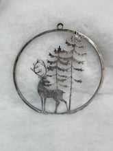 Indlæs billede til gallerivisning Handmade reindeer and tree silver wall art for indoors/outdoors 30 x 1 x 32cm - Marissa's Garden & Gift