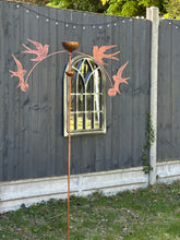 Load image into Gallery viewer, Handmade powder coated swallows sculpture rocker and rain catcher standing at 150cm tall - Marissa's Garden & Gift