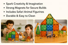Laden Sie das Bild in den Galerie-Viewer, 84-Piece Magnetic Blocks with Safari Animals – Educational STEM Building Toy Set - Marissa's Garden & Gift