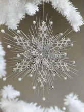 Charger l'image dans la galerie, Handmade silver hanging snowflake Christmas bauble tree hanging decoration/christmas/seasonal/ resin hanging item measuring 19 x 2 x 23cm - Marissa's Garden & Gift