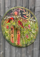 Laden Sie das Bild in den Galerie-Viewer, Handmade rusty 60cm wall plaque acrylic mirror of robin birds Tree Wall Plaque, Rusted coloured Metal, Garden/indoor Wall Art with peeling effect - Marissa's Garden & Gift