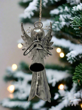 Load image into Gallery viewer, Handmade powder coated Christmas hanging angel with flute measuring 6 x 5 x13cm - Marissa's Garden & Gift