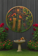Indlæs billede til gallerivisning Handmade rusty 60cm wall plaque of robin birds Tree Wall Plaque, Rusted coloured Metal, Garden/indoor Wall Art with peeling effect - Marissa's Garden & Gift