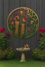 Afbeelding in Gallery-weergave laden, Handmade rusty 60cm wall plaque of robin birds Tree Wall Plaque, Rusted coloured Metal, Garden/indoor Wall Art with peeling effect - Marissa's Garden & Gift