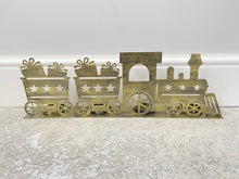 Afbeelding in Gallery-weergave laden, Handmade Christmas gold three piece train set measuring 50 x 8 x 16cmwith t-light holders - Marissa's Garden & Gift