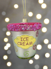 Load image into Gallery viewer, Christmas glass ice cream tub /christmas/seasonal/ glass hanging item - Marissa's Garden & Gift