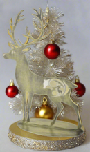Load image into Gallery viewer, Handmade gold metal powder coated reindeers on stand table decoration measuring 41cm - Marissa's Garden & Gift