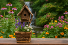 Load image into Gallery viewer, Handmade wooden birdhouse hut with three entrances measuring 16 x 10 x 21cm - Marissa's Garden & Gift