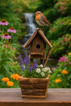 Laden Sie das Bild in den Galerie-Viewer, Handmade wooden birdhouse hut with three entrances measuring 16 x 10 x 21cm - Marissa's Garden & Gift