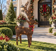 Load image into Gallery viewer, Handmade Christmas indoor/ outdoor reindeer with led lights 45cm